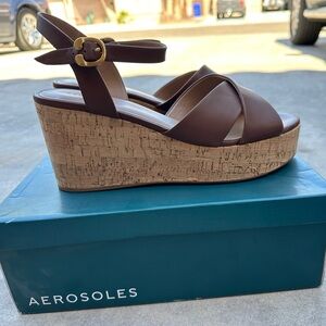 Aerosoles Haylee tan leather size 12 new! Wedges